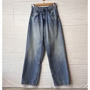 Zara Jeans Womens Size 28 Medium Wash Ultra High Rise Wide Leg Cotton Blend
